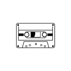 Vintage Cassette Tape Audio Music Retro Design Outline Graphic Minimalist Simple Black White Illustration Vector Art Image  Old School Technology  Analog Recording Media  Nostalgic 80s 90s Style icon 
