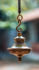 Obraz premium Antique Brass Hanging Lamp Traditional Design Elegant Home Decor old art gold metal brown light