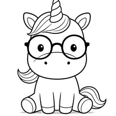 Coloriage licorne à lunettes