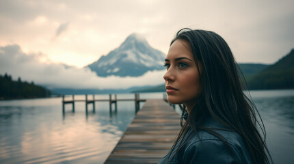 young woman on the pier