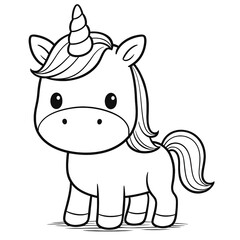 Fototapeta premium Coloriage licorne joyeuse qui marche