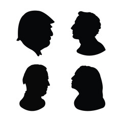Male and Female Faces in Black Vector Style