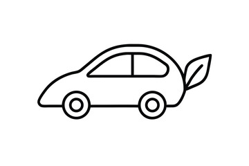 Eco-Friendly Car Logo with Leaf and Electric Vehicle Symbol
