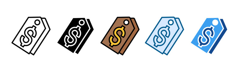 Price Tag Icon Set Multiple Style Collection