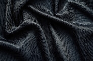 Dark gray fabric draped in soft folds.  Close-up view of a textured, smooth material
