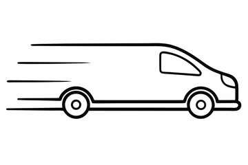 Express Delivery Van Logo with Speed and Motion Blur Effect
