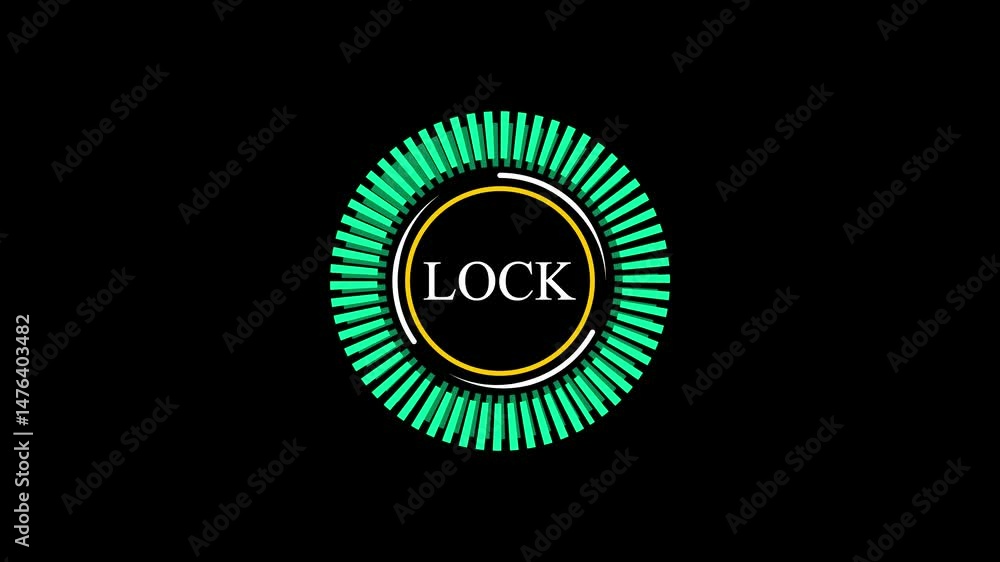 Aufkleber lock icon graphic with green circular progress bar.animated graphic of a lock icon with green circul