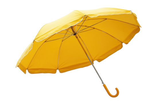 A bright yellow open umbrella