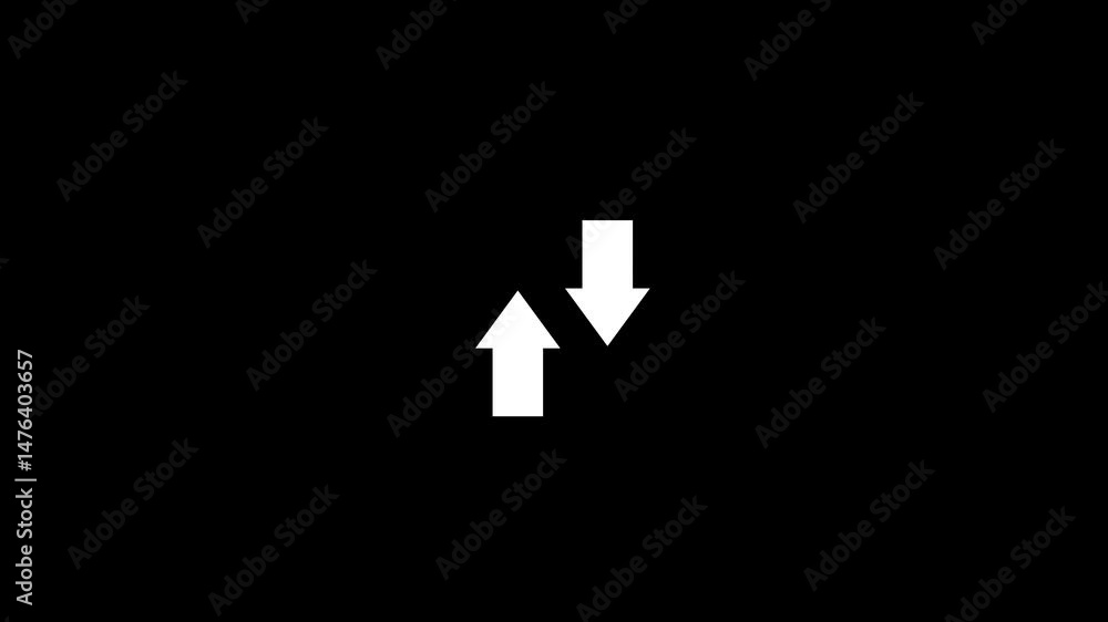 Poster arrows pointing up and down representing opposing directions and movement.upward and downward arrows