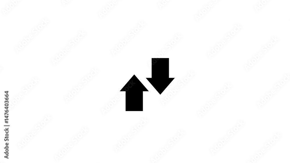 Poster up and down arrows on white background symbolizing opposite directions.up and down arrows on white b