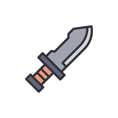 Isolated Cartoon Illustration Of A Single Sided Medieval Short Sword