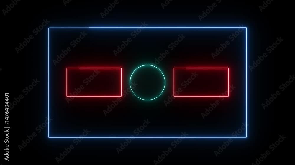 Aufkleber animated neon shapes in glowing vs frame.glowing vs frame. animated glowing neon shapes on black bac