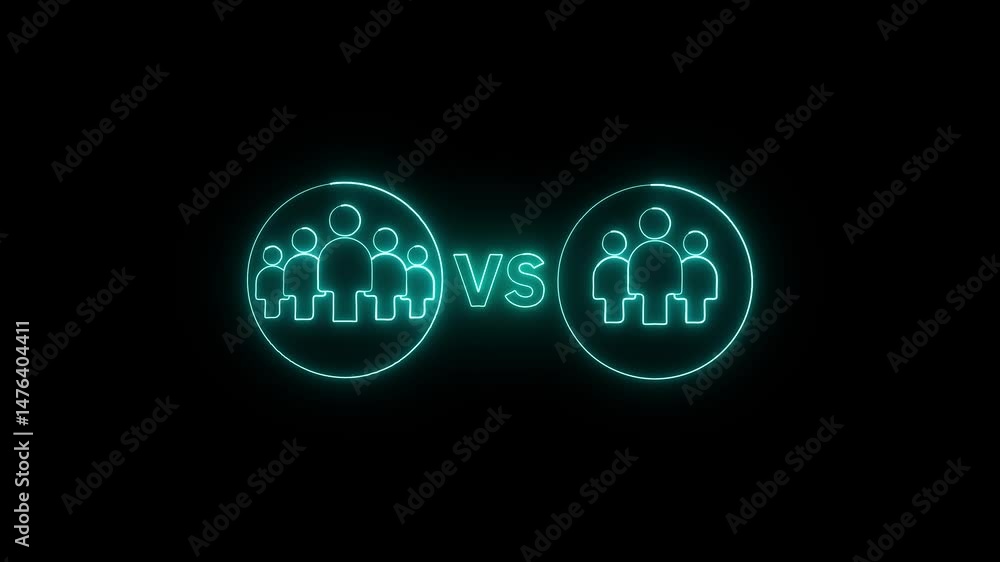 Poster team vs team concept representing competition and comparison.glowing neon team vs team concept repre