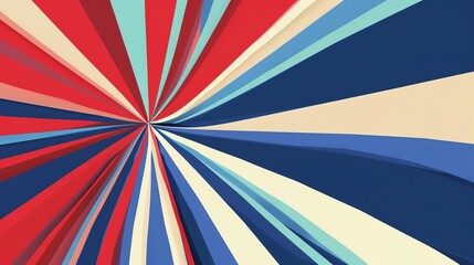 Flag Day Folded Background: Red Flags in Multifold Layers, Unfolding a Three - Dimensional Ode of the Interweaving of Creased Lights and Flag Elegance