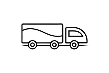 Fototapeta premium Line Art Minimalist Cargo Truck Logo for Transport Design 
