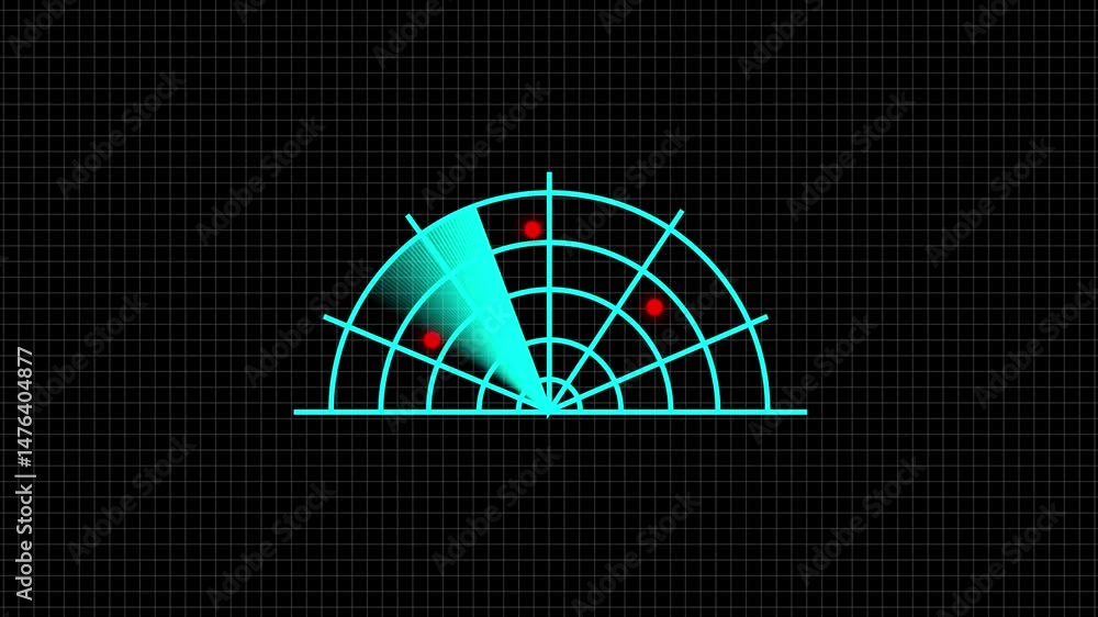 Fototapete radar screen displaying scanning with target signals detecting locations.animated radar screen showi