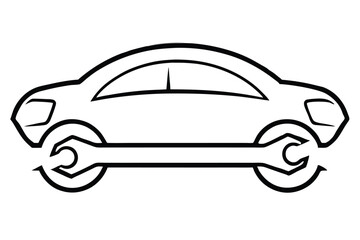 Minimalist Car Repair Logo with Wrench in Clean Line Art
