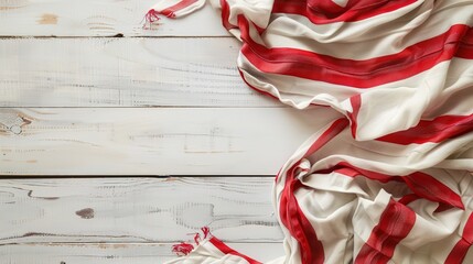 Flag Day Folded Background: Red Flags in Multifold Layers, Unfolding a Three - Dimensional Ode of the Interweaving of Creased Lights and Flag Elegance