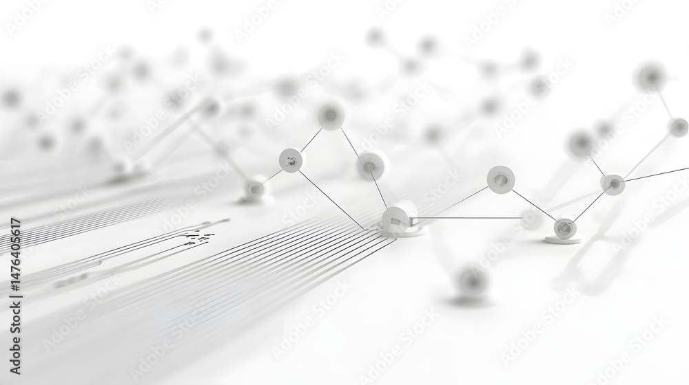 Poster abstract data visualization design in white tones.