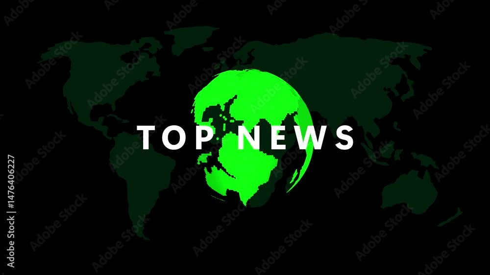 Poster dynamic globe and world map intro for top news headlines.top news headline broadcast intro graphic w