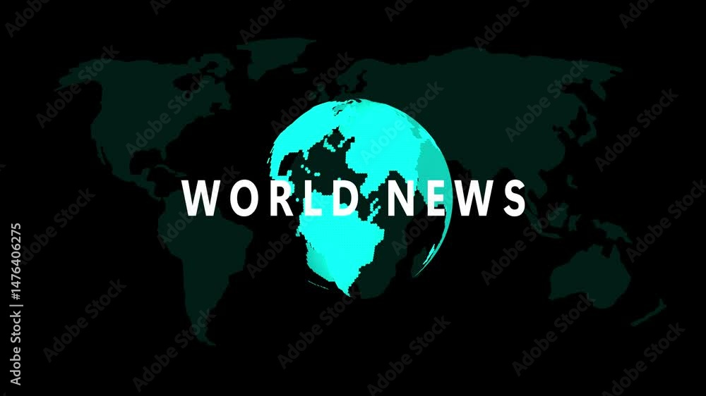 Poster glowing globe and world map animation for world news intro. news intro with a glowing globe and worl