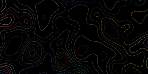 Obraz premium Abstract topographic contours map background, wave paper curved reliefs abstract background. geographic line map Modern design with topographic wavy pattern design for poster. vector illustration. 