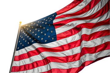 Fototapeta premium United States Flag Waving Proudly Against A Bright Sky Backdrop Symbolizing Patriotism
