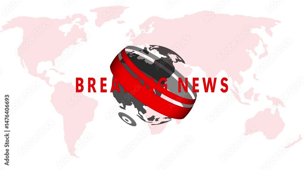Poster animated globe with glowing effects used for breaking news broadcast and global media coverage. brea