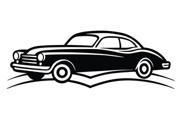 Fototapeta premium Vintage Car Logo in Retro Classic Monoline Illustration Style 