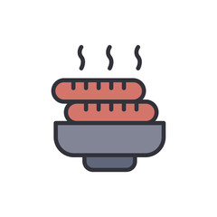 Delicious Sausages Cooking On A Grill Illustration With Rising Steam