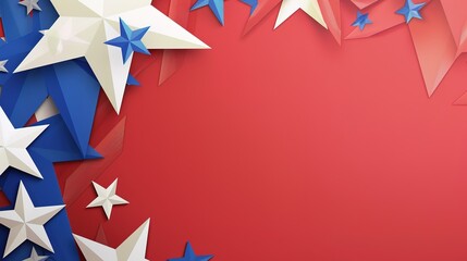 Flag Day Folded Background: Red Flags in Multifold Layers, Unfolding a Three - Dimensional Ode of the Interweaving of Creased Lights and Flag Elegance