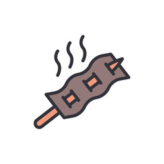 Grilled Meat Skewer Illustration With Steam For Culinary Designs