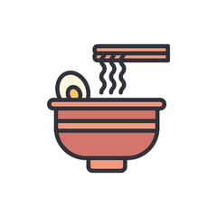 Delicious Bowl Of Noodle Soup With Egg And Chopsticks Illustration