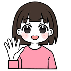 5を出す女の子のイラスト