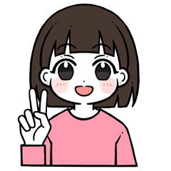 2を出す女の子のイラスト