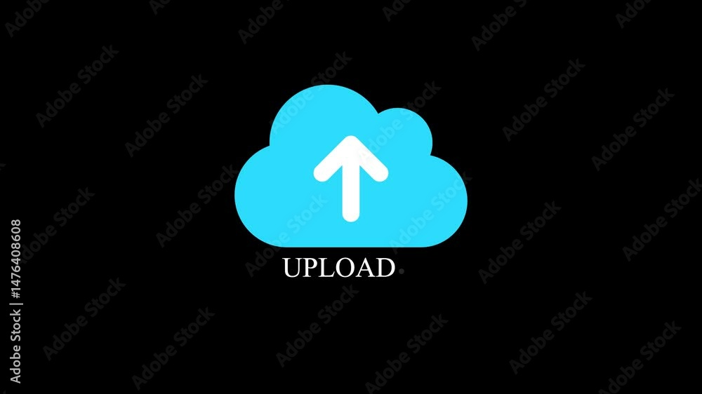 Fototapete blue cloud icon with upload progress animation.cloud upload process animation with blue cloud icon a