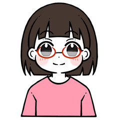 Obraz premium 微笑む眼鏡の女の子のイラスト