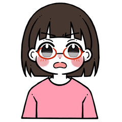 凄く怒った顔の眼鏡の女の子のイラスト