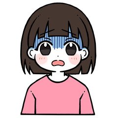 困り顔の青い顔の女の子のイラスト