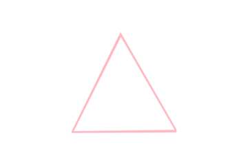 Pink triangle made from paper cut into a triangle shape on a transparent background.
