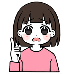 困り顔で人差し指を立てる女の子のイラスト