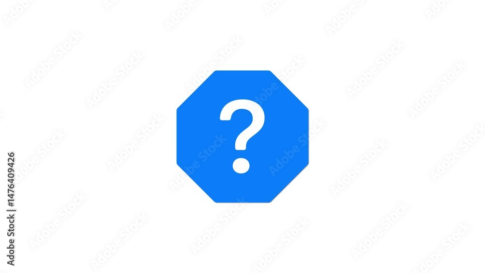 Poster question mark in blue octagon simple illustration of a question mark inside a blue octagon on a whit