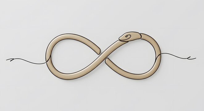Elegant serpent forming an infinity loop for a minimal and symbolic artwork