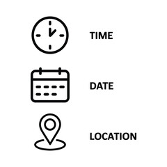 Date, Time, and Location Icon Set - Information Symbols