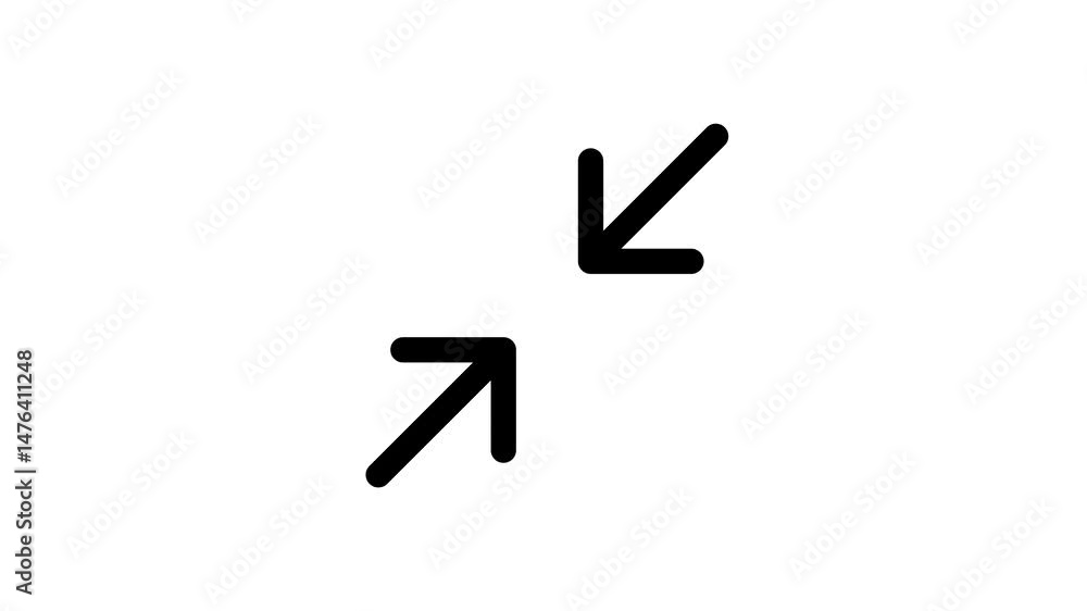 Poster icon of two arrows facing each other.minimalist two arrows pointing towards each other icon on a cle