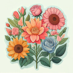 Tropical Flower Clip Art Vector Set