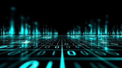 Computer science graduates showcase binary patterns in a futuristic digital landscape