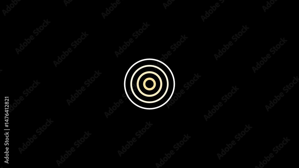Poster radio waves looping animation showing diffusion and digital signal spread on black background. circl