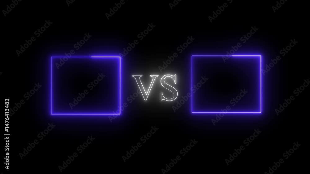 Aufkleber neon vs concept with luminous frames and text on black seamless animation.neon vs concept background