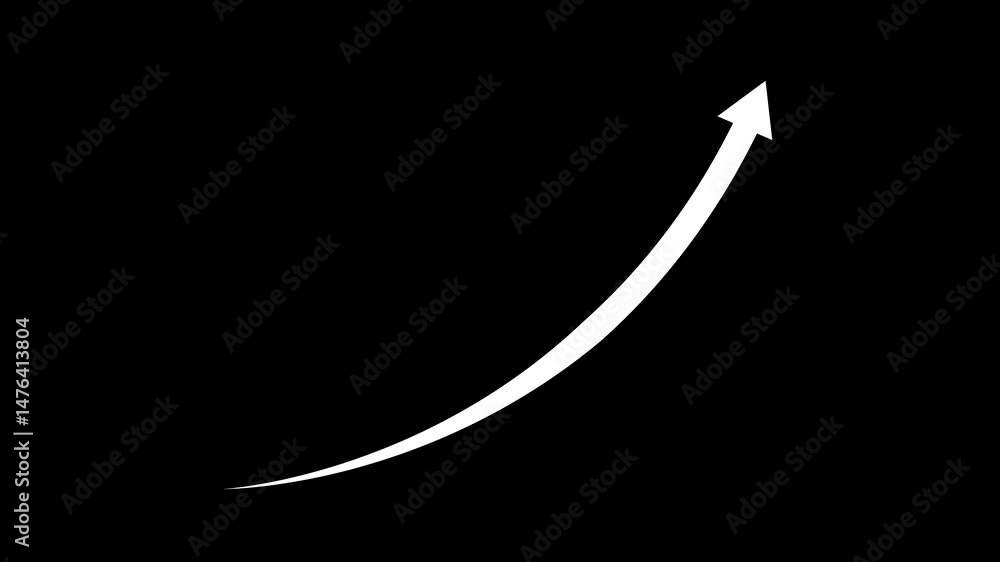 Poster upward arrow on black background representing business growth and progress.ascending arrow on black 